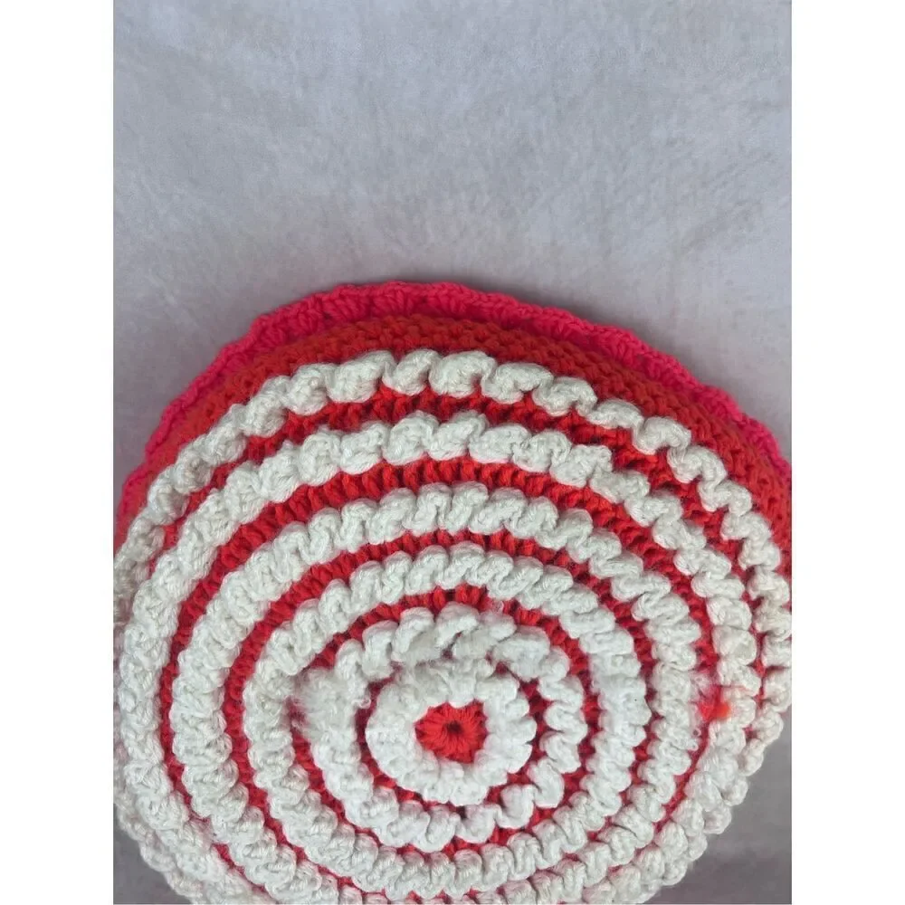 Vintage Mod Afghan Crochet Pillow 1970s